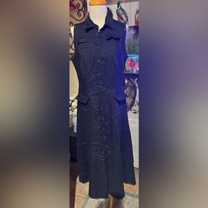 Nikki Valentine, Irish linen Black Sleeveless Button-Up Dress size 12
